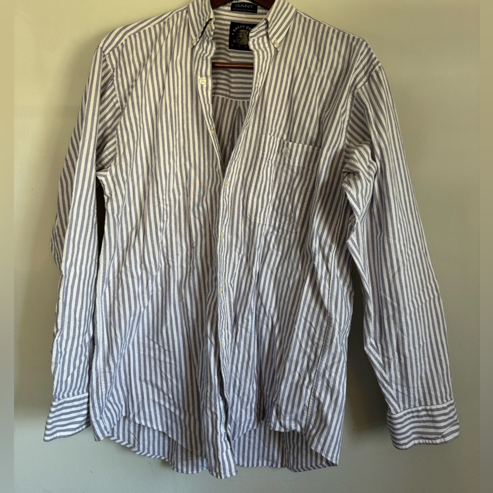 Gant salty dog blue and white striped oxford large vintage